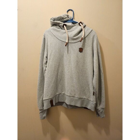 Women's Naketano Cowl Neck Hoodie Gray‎ Owl Deer Size XL - Picture 1 of 11